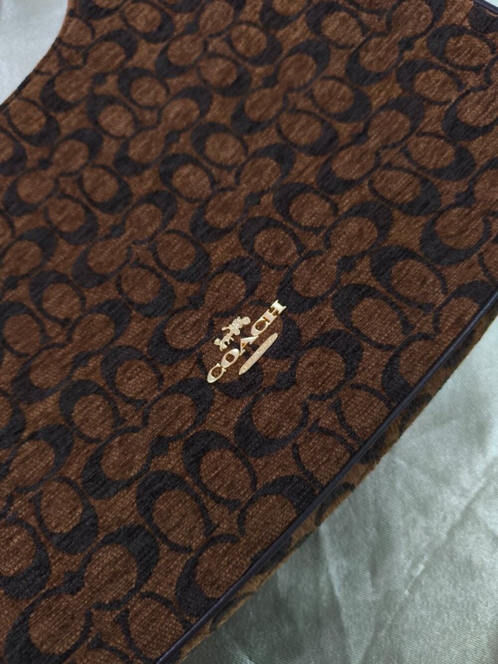 Coach Brown Corduroy Monogram Underarm Bag - Picture 2 of 8